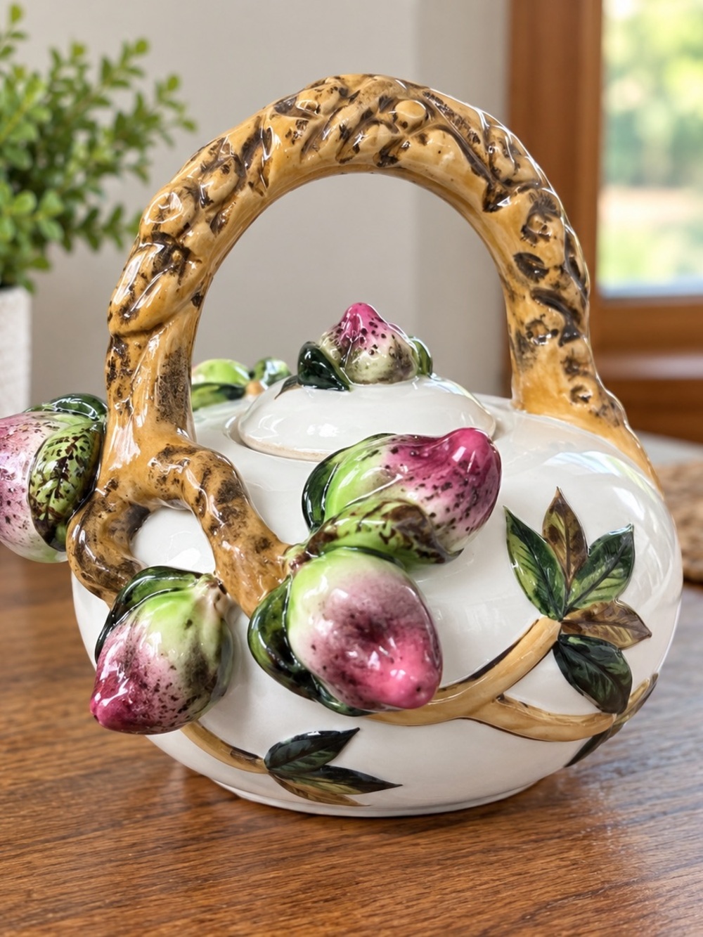 Andrea by Sadek Sculptural Fruit Teapot – Hand Painted Ceramic
